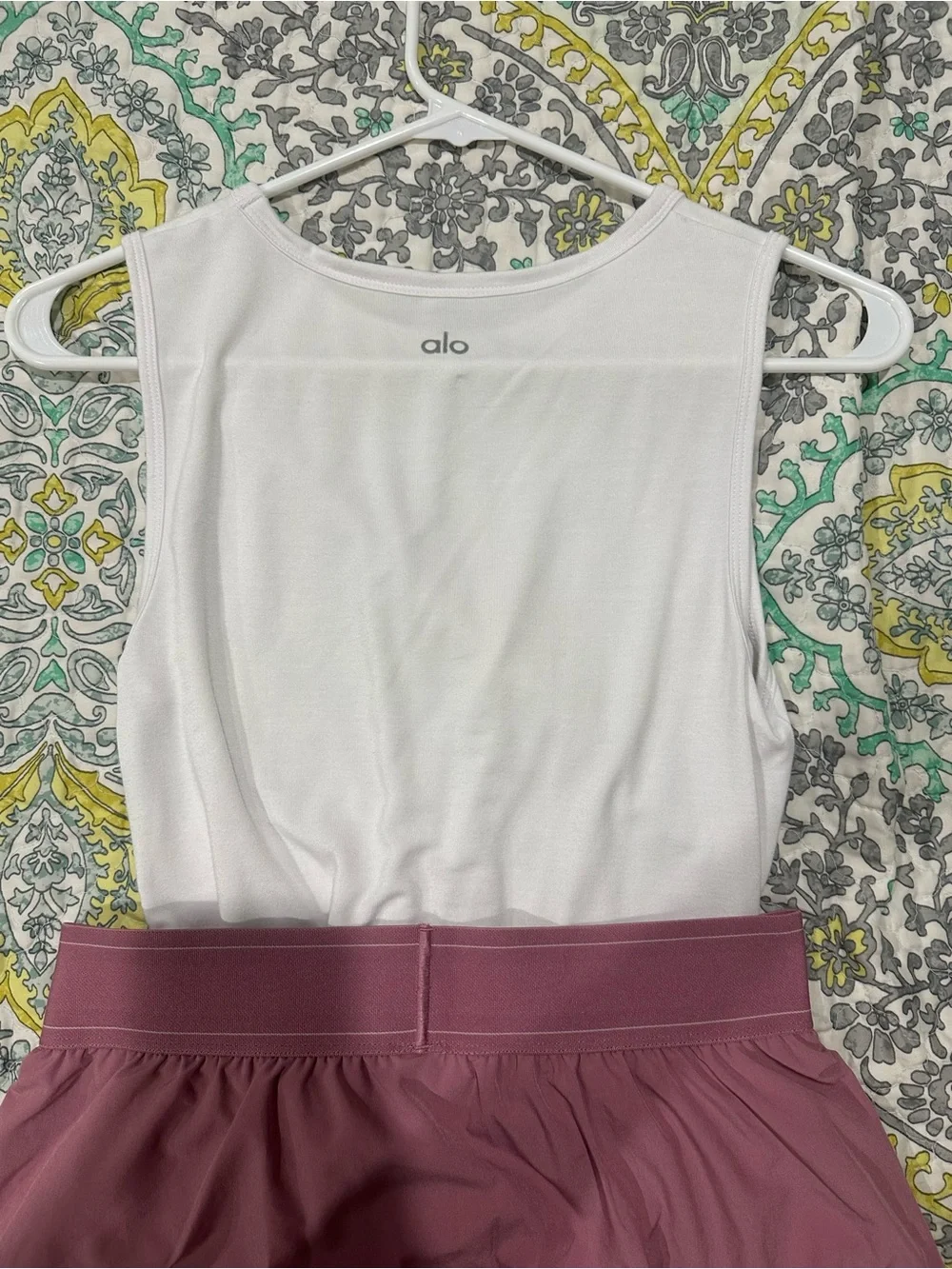 ALO Yoga Mauve Active Skort and all cover tank set